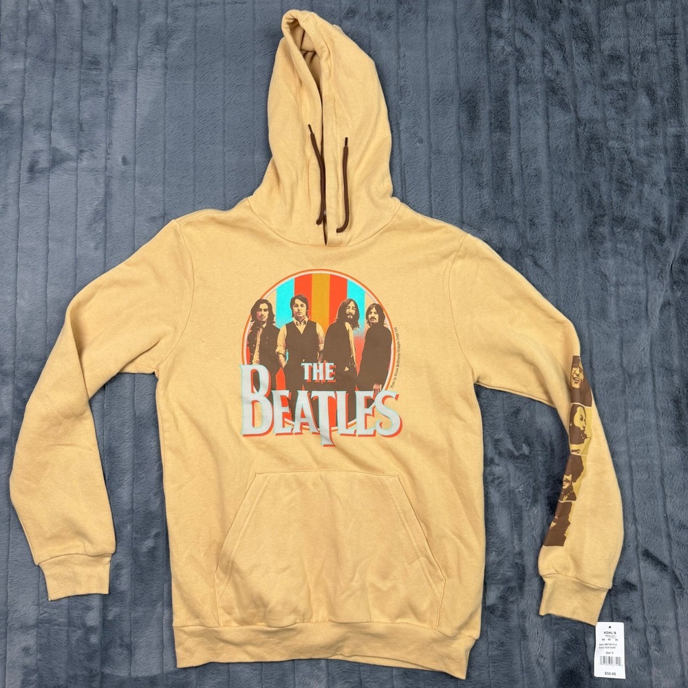 The Beatles Graphic Hoodie Taos Taupe Tan Mens Small NWT 2MBT0671FLC